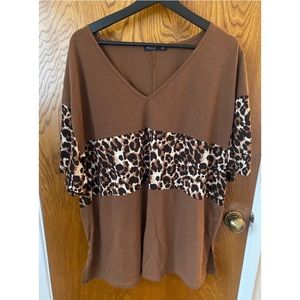 Brown Cheetah Shirt short sleeve size 3XL